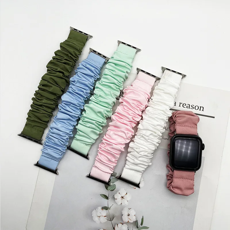 

Summer Hot Sales Elastic Waterproof Scrunchie Watch Band for Apple Watch Waterproof Replacement Wristband for iWatch 5 6 7, Optional