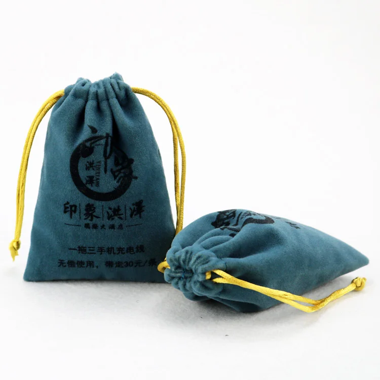 

High quality Black Velvet Small bags customized Gift for Jewelry and Wedding Party Drawstring Velvet Bag pouches, Customized color(blue,white ,black ,yellow ,green )