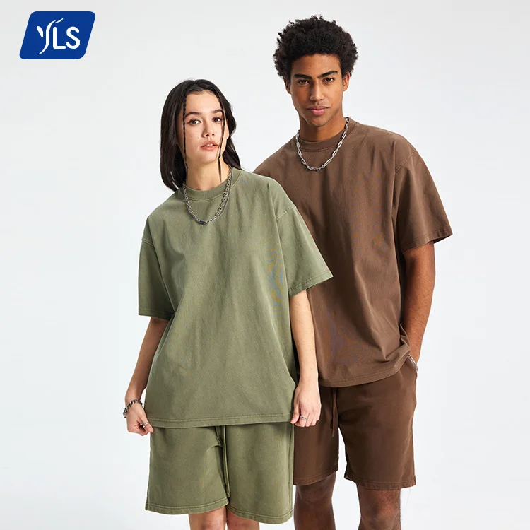 YLS1244 250GSM Men's T-Shirts Cotton Custom Design Oversized Acid Wash T Shirt Unisex High Quality Cotton