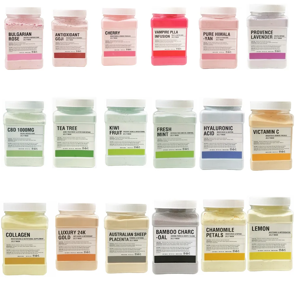 

Free Shipping To Puerto Rico 24 jars Hydro Jelly Mask Powder 18 flavors Jelly Mask Powder mascarilla personalizada, Pink