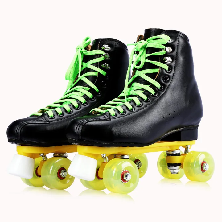 

Rental 4 PU led wheels durable roller quad skates with microfiber boots, White, black,blue,yellow,red