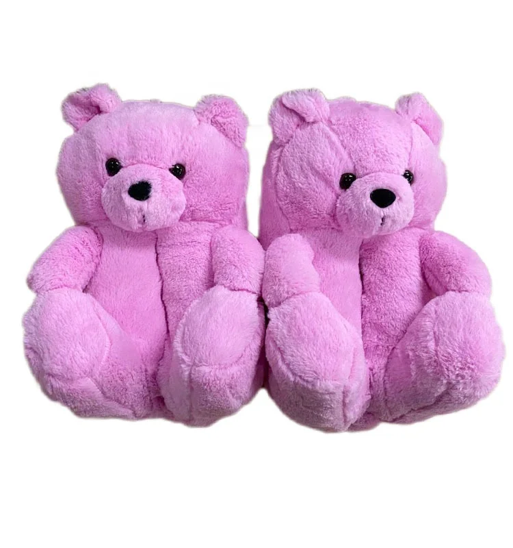 

Wholesale Soft Animal Plush Warm Cute New Design Women Girls House Indoor Shoes Teddy Bear Slippers
