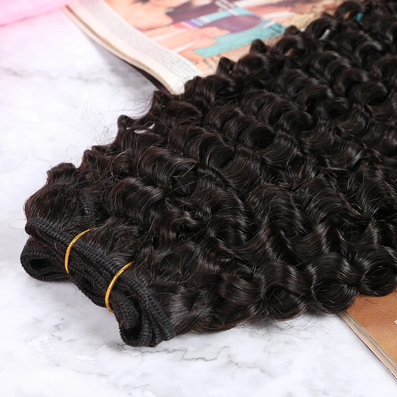 Curly Wave Weave Bundles 20 Inch Cheap Wholesale Bulk Remy 100% Human Hair Bundles Blue Band Hair Bundles Human Hair Extensions