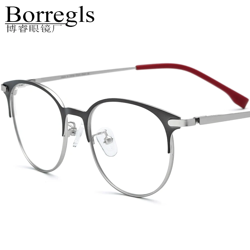 Borregls Alloy Glasses Frame Women 2025 New Brand Design Vintage Round Eyeglasses Men Retro Optical Screwless Eyewear 1988