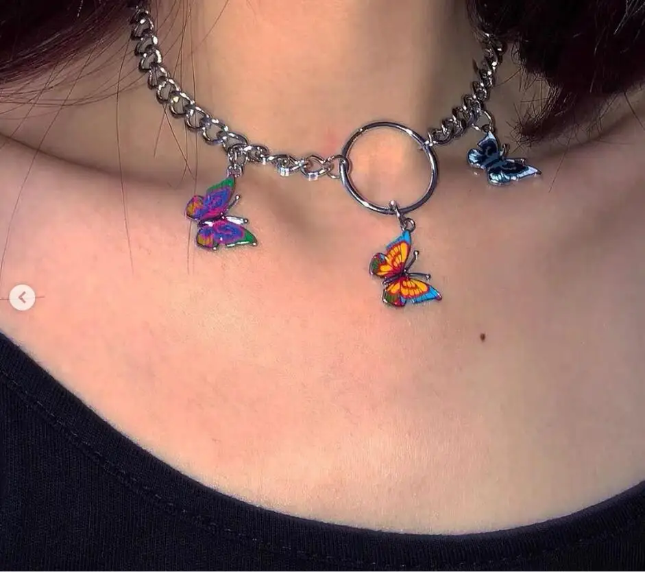 

European And American Fashion Butterfly Necklace Temperament Cold Thick Chain Clavicle Chain, Picture shows