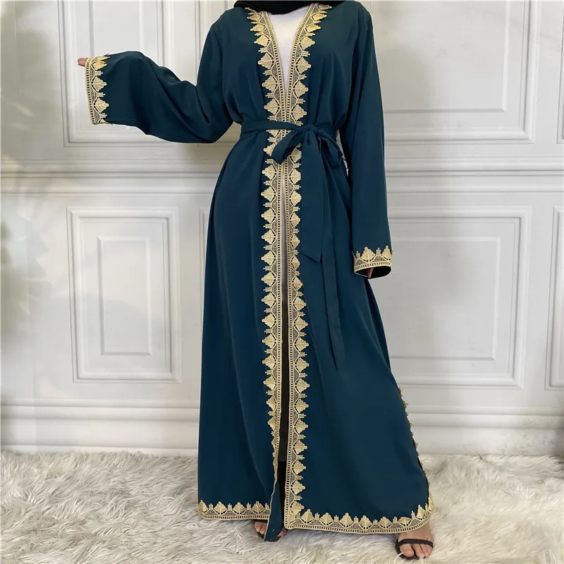

New Designs Middle East Islamic Clothing Front Open Abaya Dubai Women Muslim Dress Jilbab Khimar Modest Kaftans