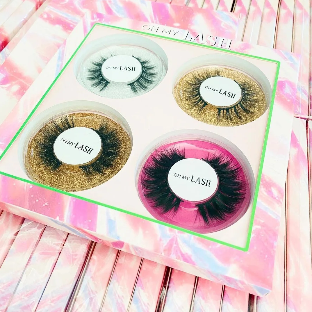 

wholesale pink 4 pair circle empty custom lash books