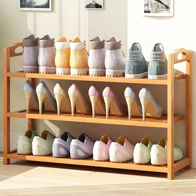 
Haichuan New style 1 tier 2 tier 3tier bamboo shoe rack medium natural on sale from China factory with low price 