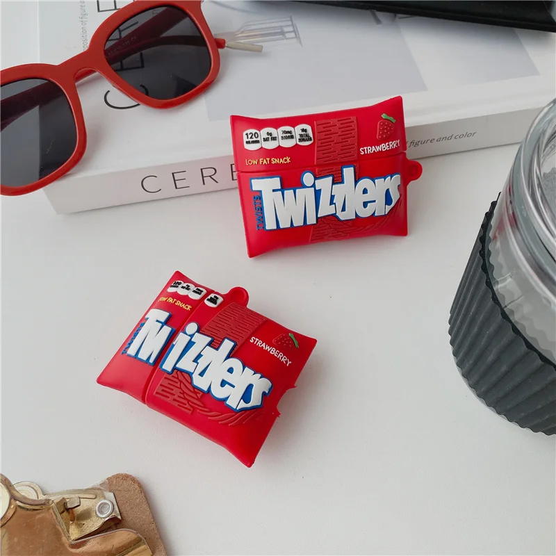 

3D Designer Food Strawberry Snacks Silicone Protector Case Silicon Case with Hook Funda for Airpods 1 2 for Airpods Pro