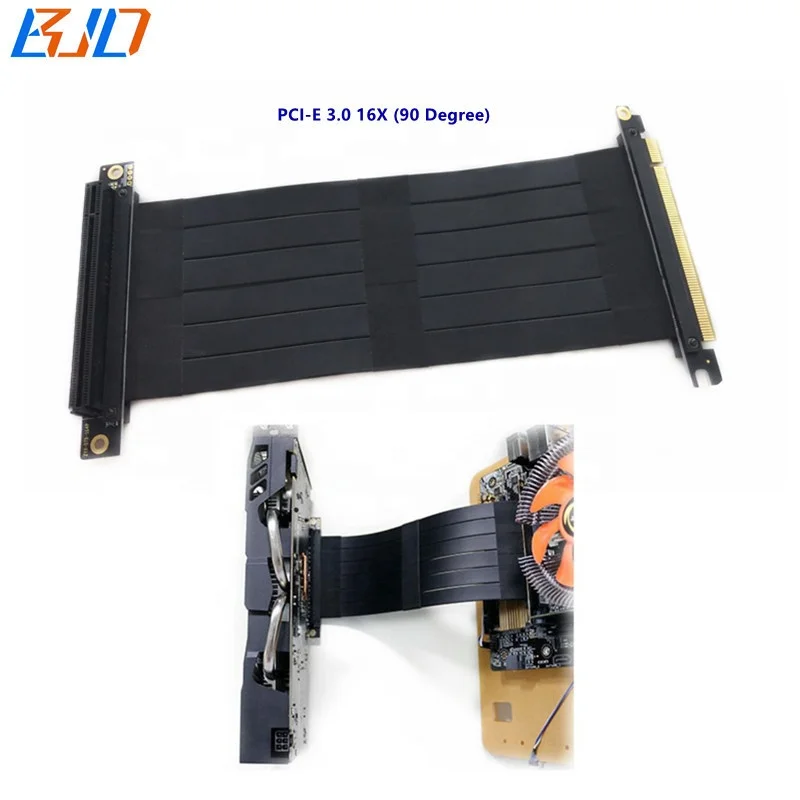 

PCI-E 3.0 16X Extender Riser Card Gen 3.0 PCIe X16 Extension Cable 90 Degree 10~100CM run RTX 2080Ti Graphics Card