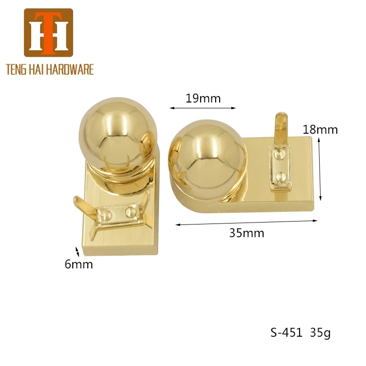 

Fashion square round metal push lock ball shape for bags