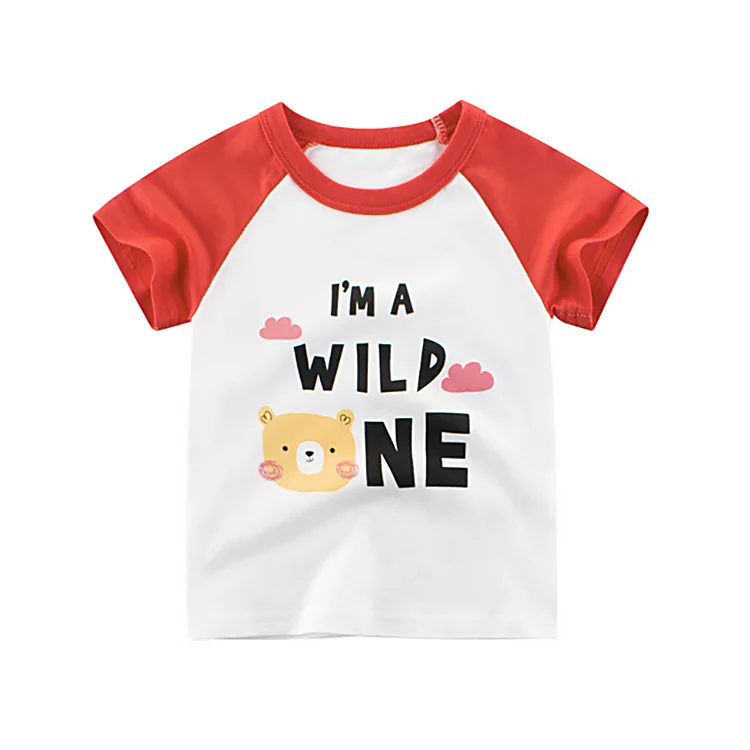 

factory wholesale girls raglan short sleeve t-shirt children printing t-shirt