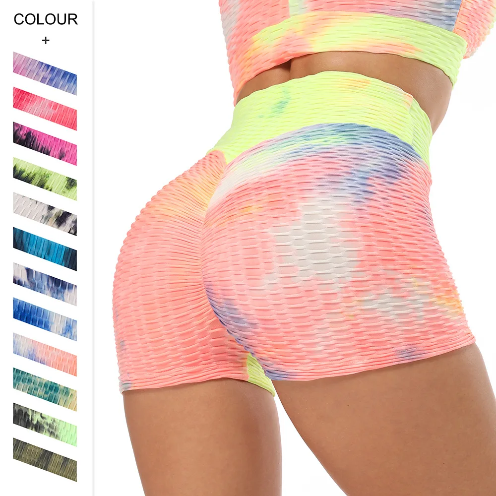 

Hot Sale High Waist Breathable Short Jacquard Tie-Dye Yoga Pants