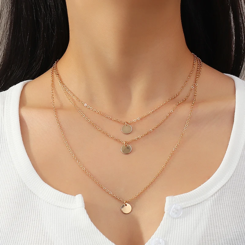 

Bohemian Charm Collar Gold Multi - Layered Coin Pendant Necklace For Woman