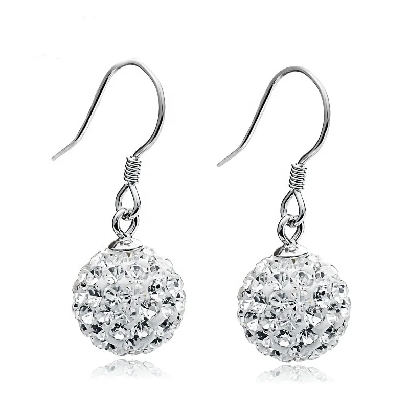 

Factory direct 925 sterling silver dangle crystal ball earring for girls