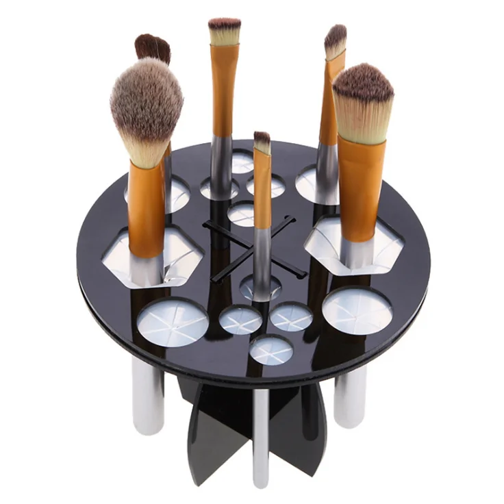 

Makeup Brushes Display holder Cosmetic Organizer Brush Plastic Round Acrylic Holder Stand 14 Hole Brush holder, Black