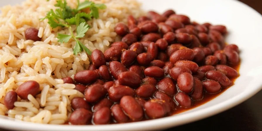 Classic red beans and rice served in a bowl with a sprinkle of green onions