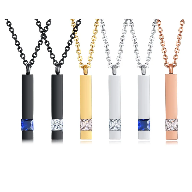 

Name Personalised Custom Unisex Pendant None Fade Zircon Cremation Urn Men Stainless Steel Necklace