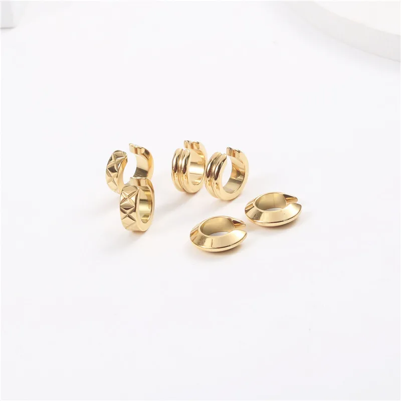 JOOLIM Jewelry PVD 18K Gold Plated Stainless Steel Cuff Earrings Wholesale Trendy Jewelry