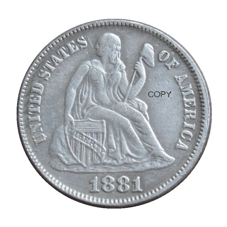 

Reproduction US 1881 P/S Seated Liberty Dime Silver Plated Metal Coins