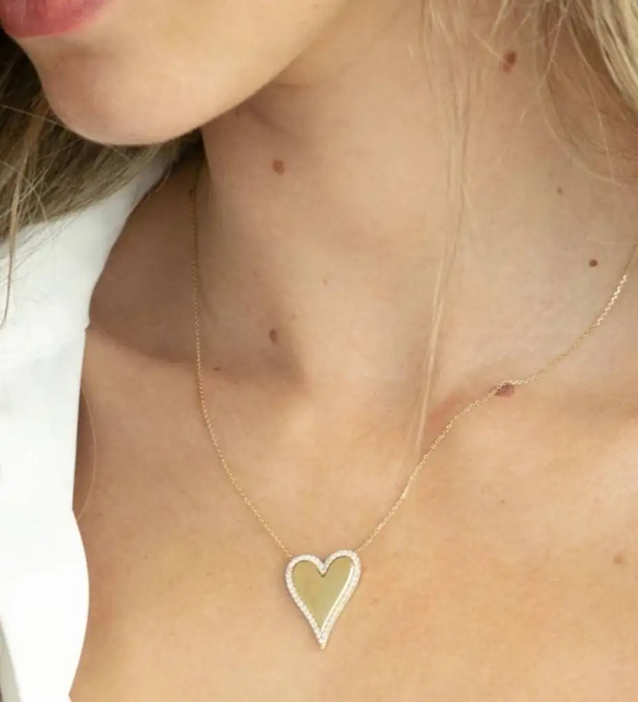 

925 Sterling Silver cubic zirconia heart necklace with 18K gold plating