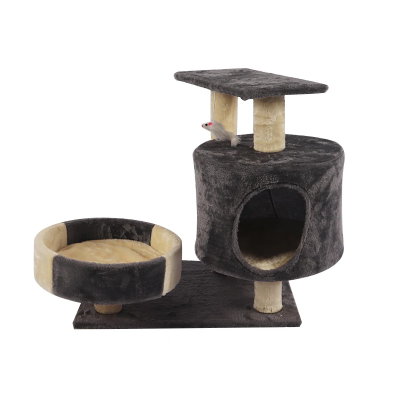 

Trees Towers Solid Wood Scratching Post Tower Modern Scratcher Cats Wooden House Condo New Funny for Small Cheap Cat Tree, Gray-white or customized