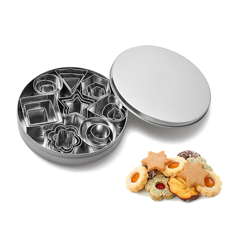 

New Baking Tool 24 Pcs Stainless Steel Halloween Diy Tools Heart Star Biscuits Mold Cookie Cutter Set