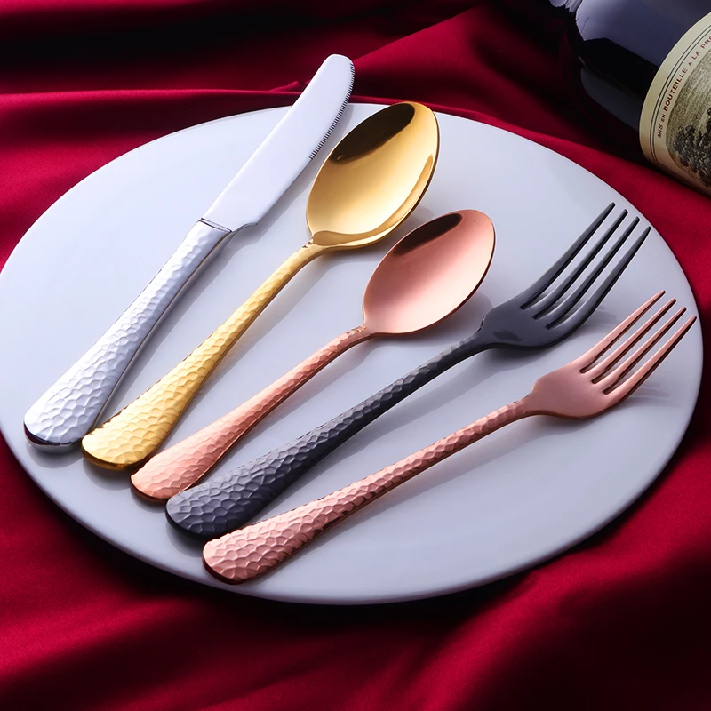 

Stainless Steel Portable Gold Plated Bulk Custom Dinnerware Pvd Coating Wedding Flatware Titanium Cutlery Set, Silver/gold/rose gold/black/blue/purple/rainbow