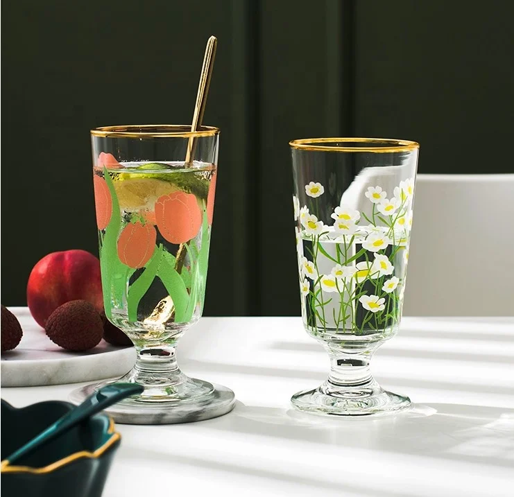 14oz Fancy Stemless Juice Cold Drinks Glass Cup Decorative Drinking