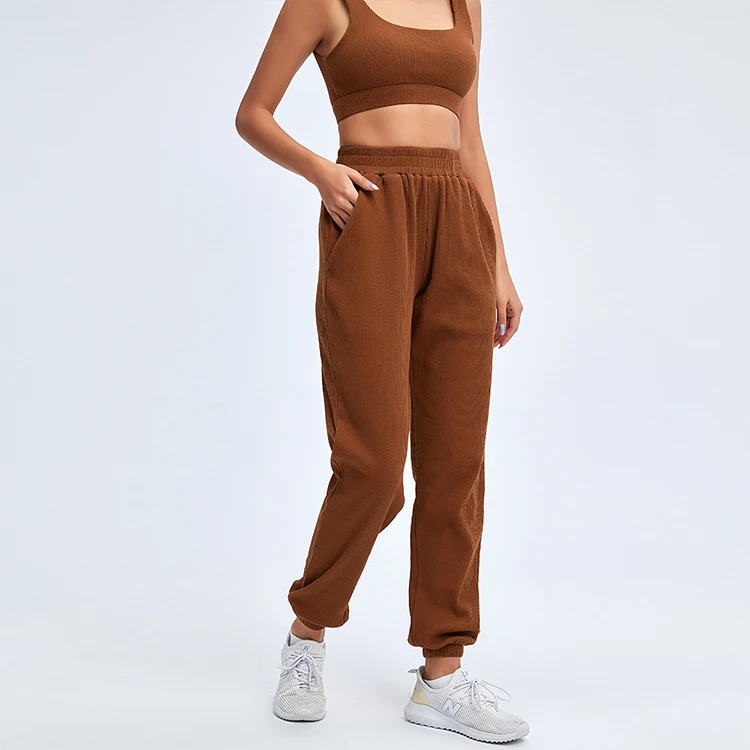 

women ribbed tracksuit joggers jumpsuit set summer sleeveless crop top running pants two piece outfits women 2021