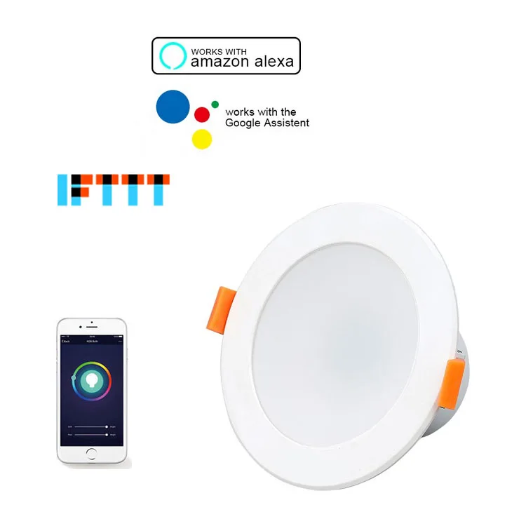 Dimmable LED Down Lights Compatible withWiFi Smart LED Downlight Dimming Round Spot Light 7W RGB Color