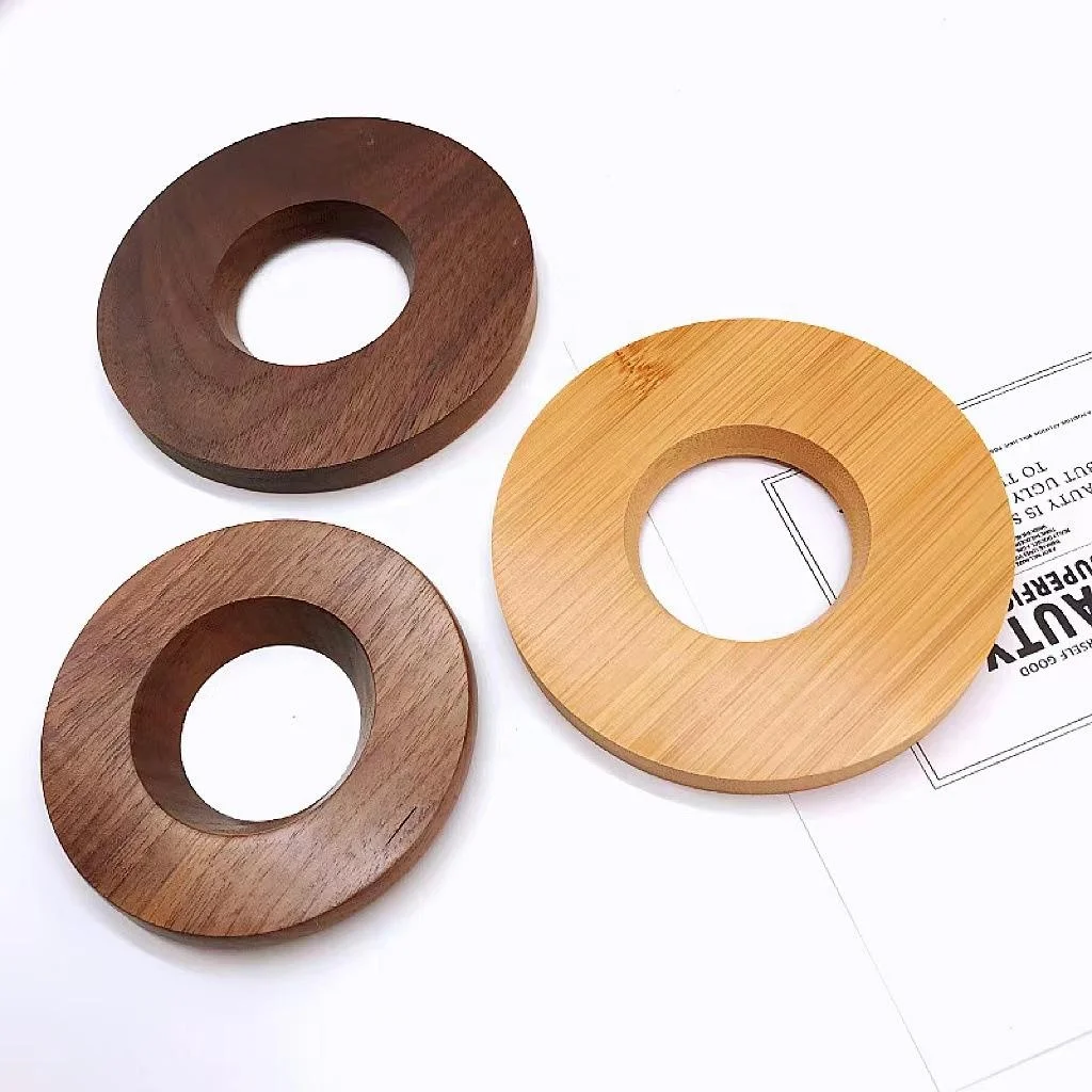 Customized Mini Walnut Wood Cup Holder Creative Wooden Coffee Filter Cup Tray Home Decoration Safe Lovely Style