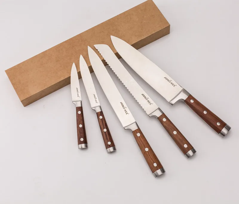 Honghee 5 Piece Chef Knife Set With Rosewood Handle Stainless Steel honghee-5-piece-chef-knife-set-with-rosewood-handle-stainless-steel