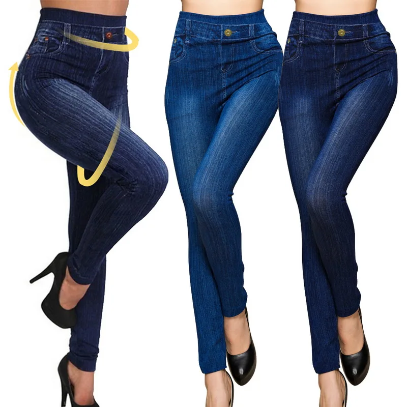 

Women Pencil Pants High Waist Print Leggings Denim Pants Jeggings Pants Women's Slim fit Stretch Breathable Jeans