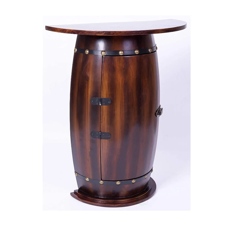 Bar End Table Lockable Wooden Wine Barrel Console Buy Wine