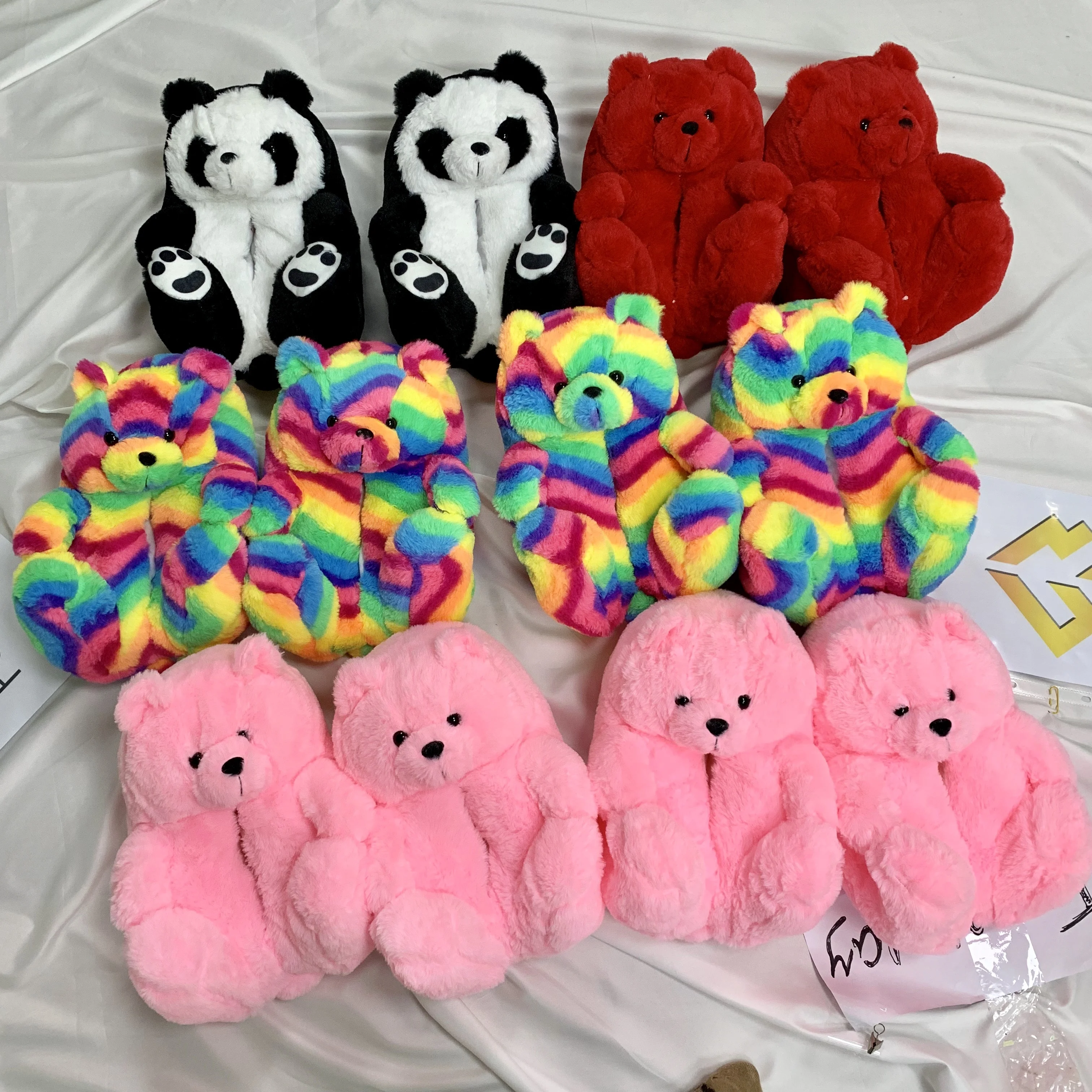 

high quality new winter animal House Slipper Plush woman teddy bear slippers