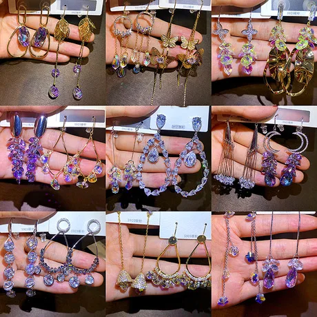 

Cheap Factory Price wholesale earrings mixed silver needle earrings fashion crystal earrings At Good Price