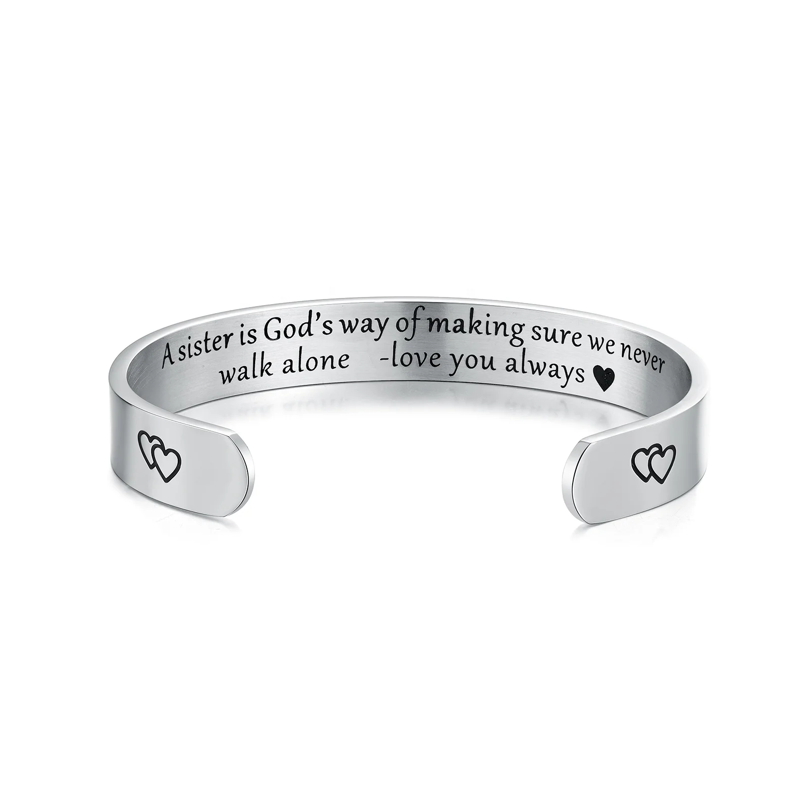 

316L Stainless Steel Engraved lettering Cuff Bracelet personality Custom wholesale Charm Bangles, Steel color