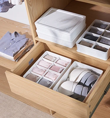 

Bedroom Wardrobe White Underwear Plastic Storage Box Cloths Drawer Organiser