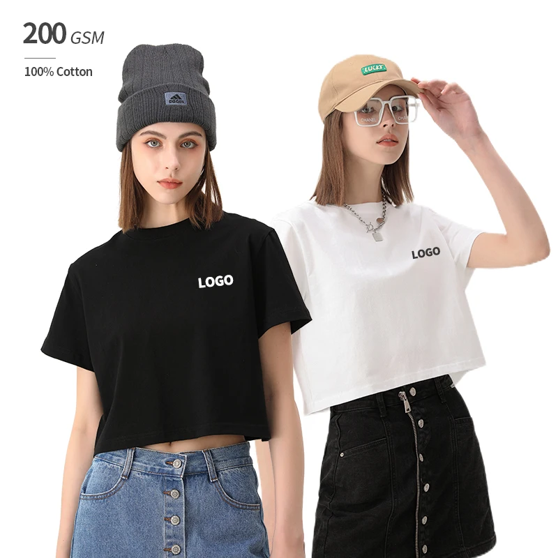 100% Cotton Crew Neck Crop Top