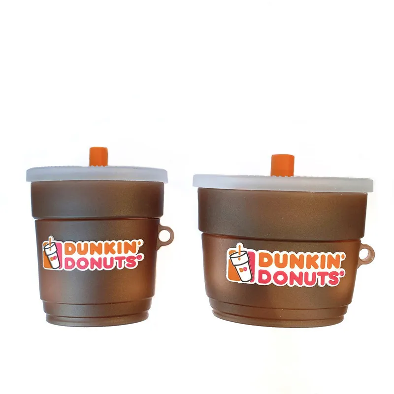 

Hot Sale 3D Dunkin Donuts Coffee Cup Design Earphone Case with Keychain for Airpods Pro Cute Cartoon Drinks Cover for Airpod 1/2