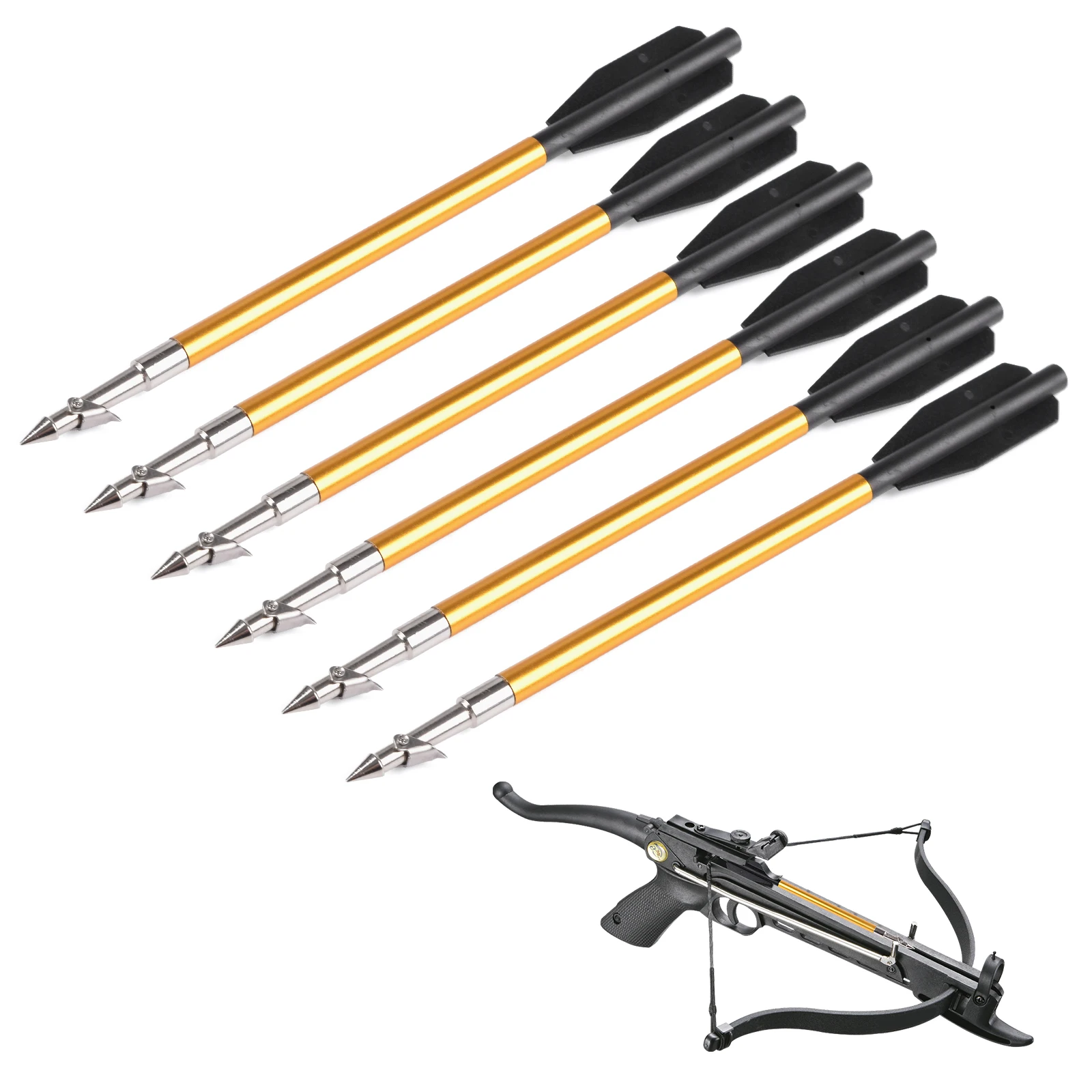 

NIKA Barb Point for Archery Mini Crossbow Fishing Hunting Hollow Aluminum Shaft Aluminum Crossbow Bolt, Golden