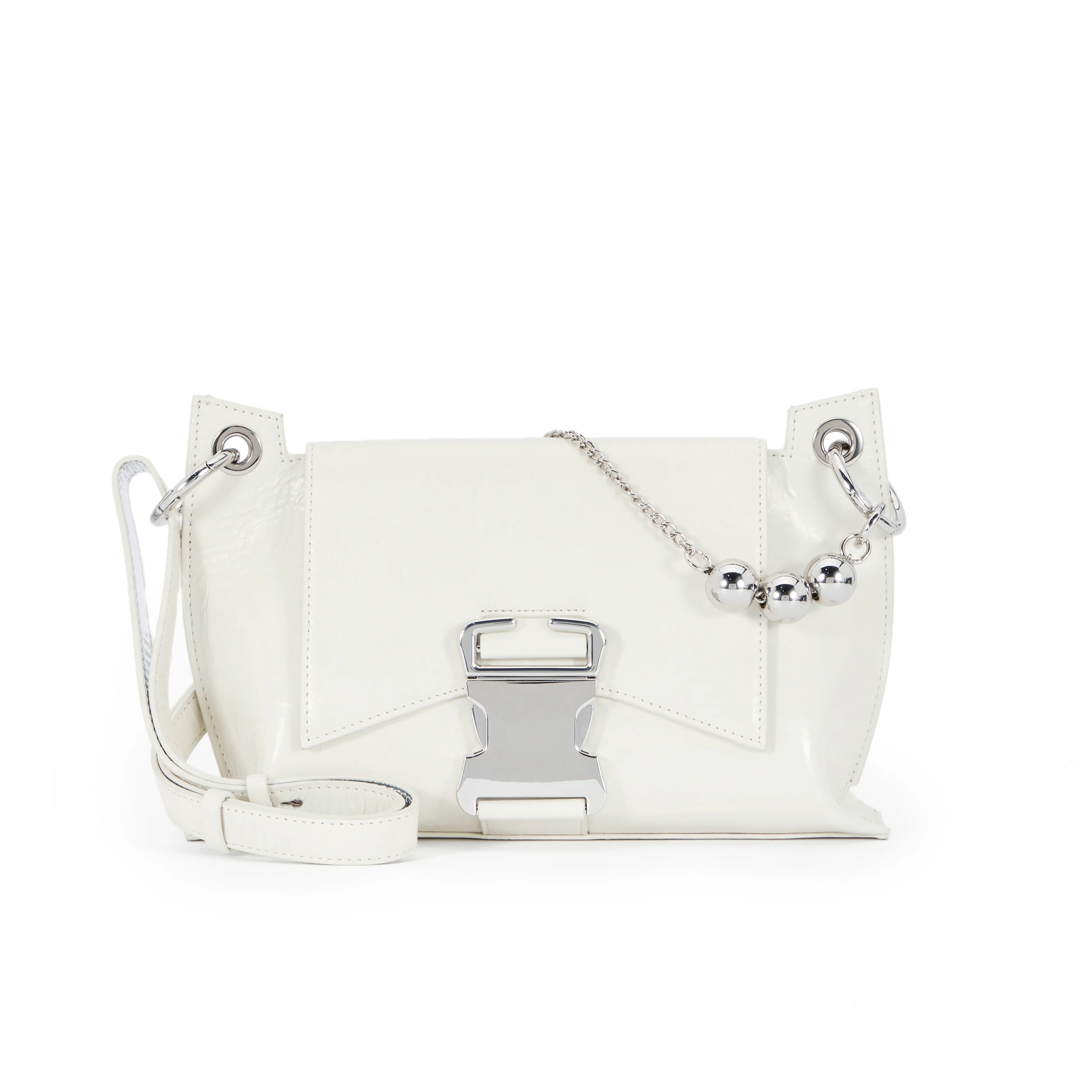 

2021 chain decoration white steel lock messenger women bag cowhide handbags