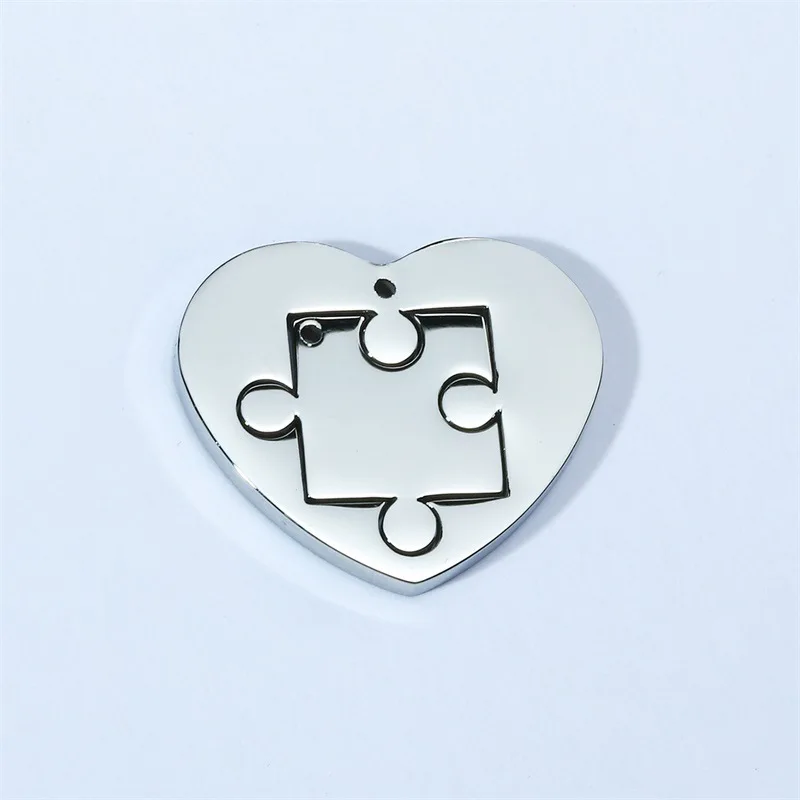 

Customize Statement Stainless Steel Love Heart Pendant Necklace Heart Puzzle Pendant Necklace For Love, Picture color