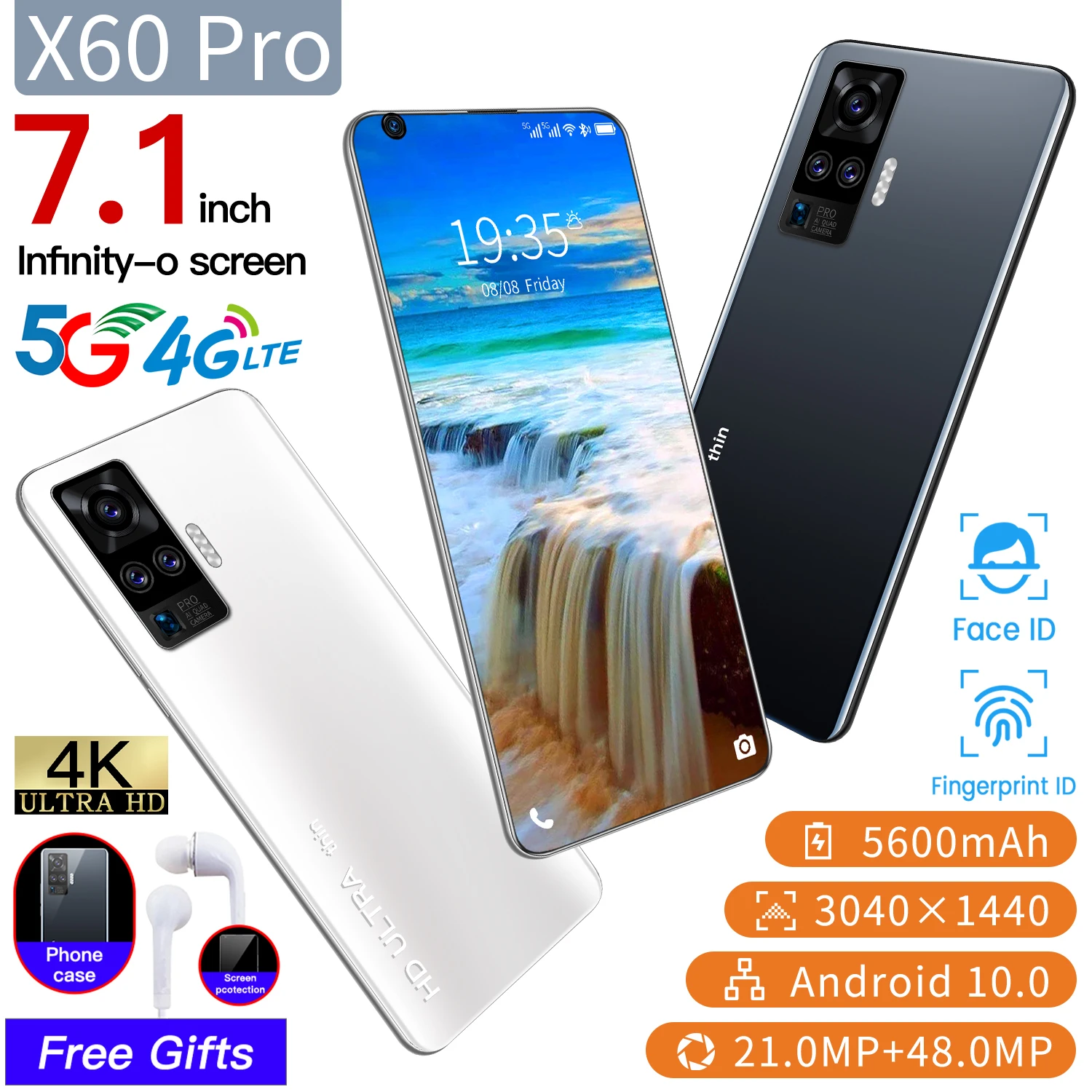 

Hot sell X60 Pro 7.1 inch Android 10.0 Smartphone Face/Fingerprint Unlock 12gb 512GB MTK6799 Octa Core Dual Smart Phone