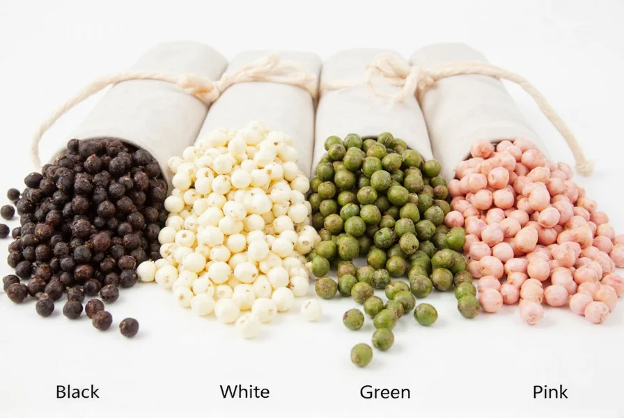 Spice Rack with Various Peppercorns