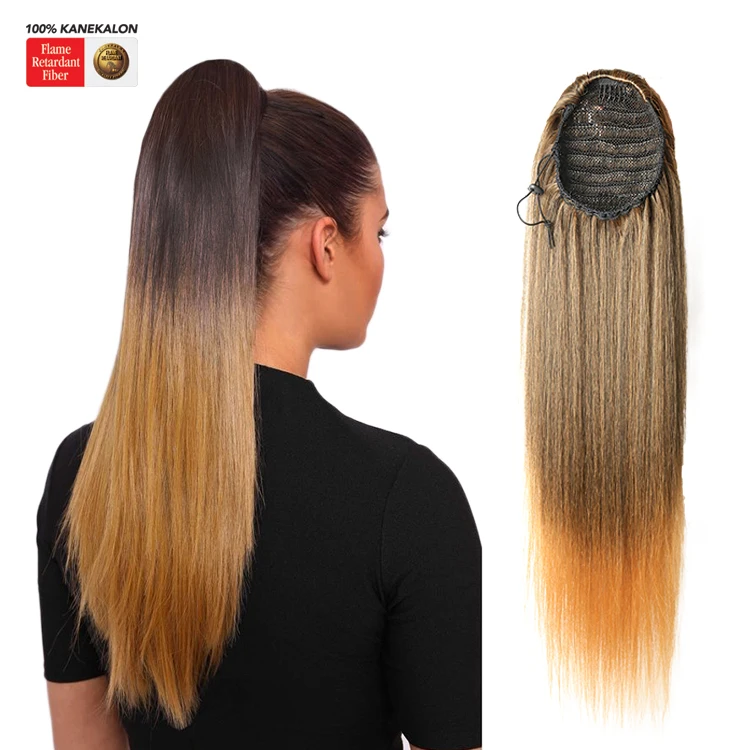 

28inch Long Ombre Heat Resistant Water Loose Wave Yaki Straight Claw Synthetic Futura Fiber Drawstring Extension Hair Ponytail, 1b, t1b/27, t1b/30, t1b/bug, t1b/613 in stock