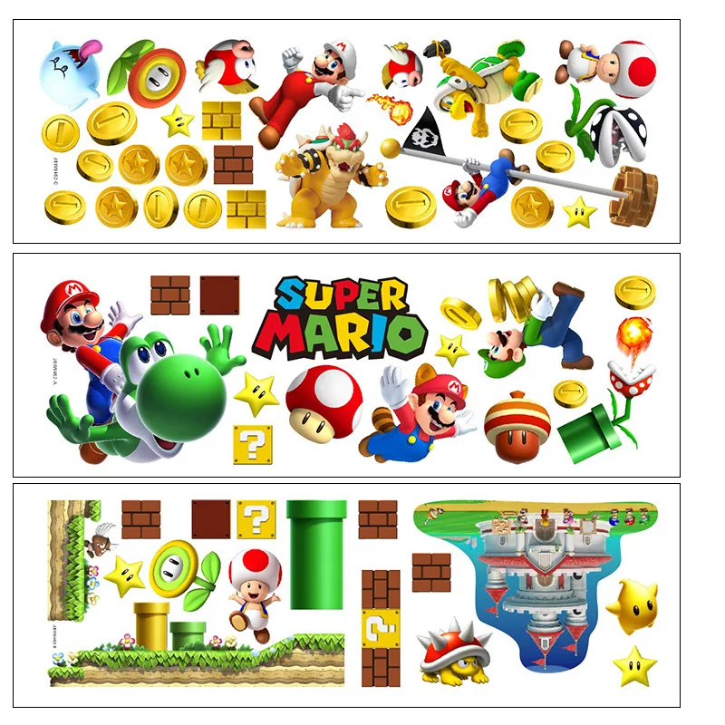 

custom Mario cartoon wall stickers self-adhesive Mary boys play stickers children room decoration wall poster dropshipping