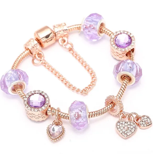 

Purple quartz crystal bracelets handmade lock heart charm bracelet, Picture