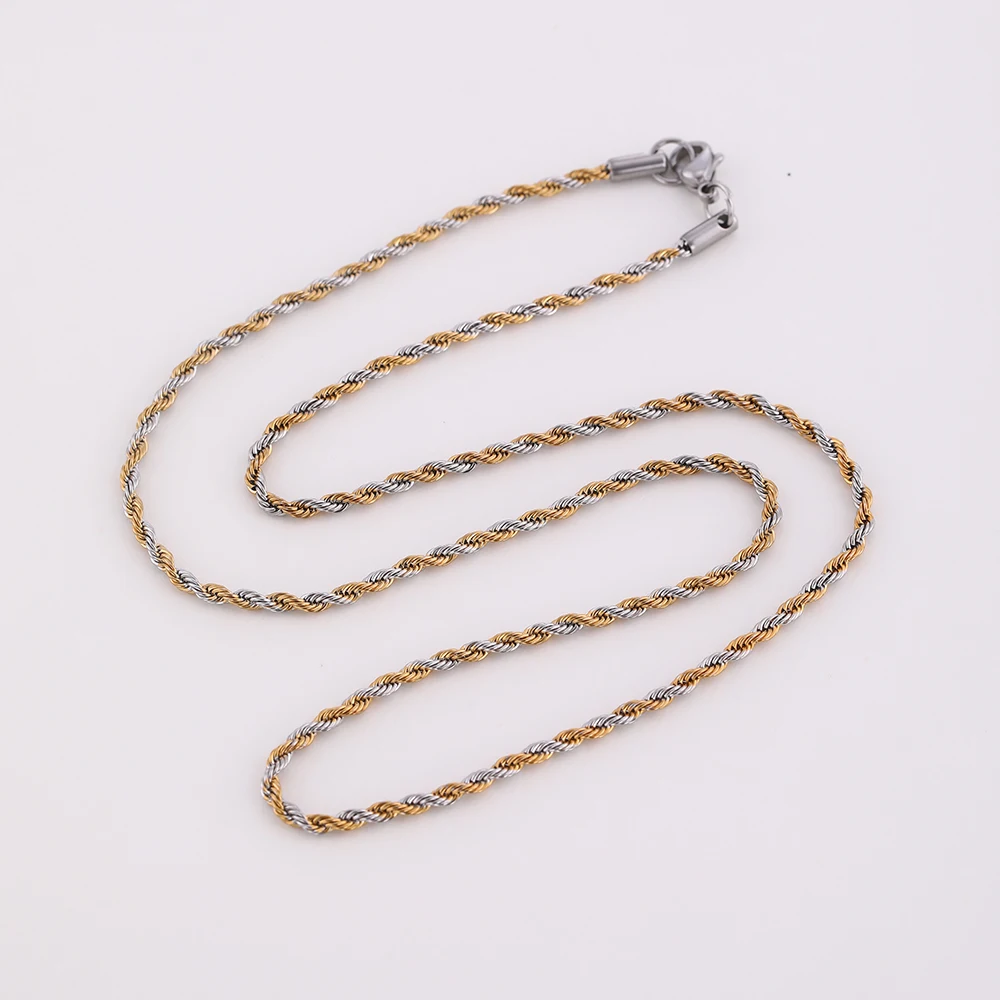 

Wholesale Fashion Twist Chain DIY Jewelry White Gold And Gold Plated Chain Findings Stainless Steel Chain For Necklace Bracelet